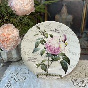 Baum Redoute Rose white floral salad plate